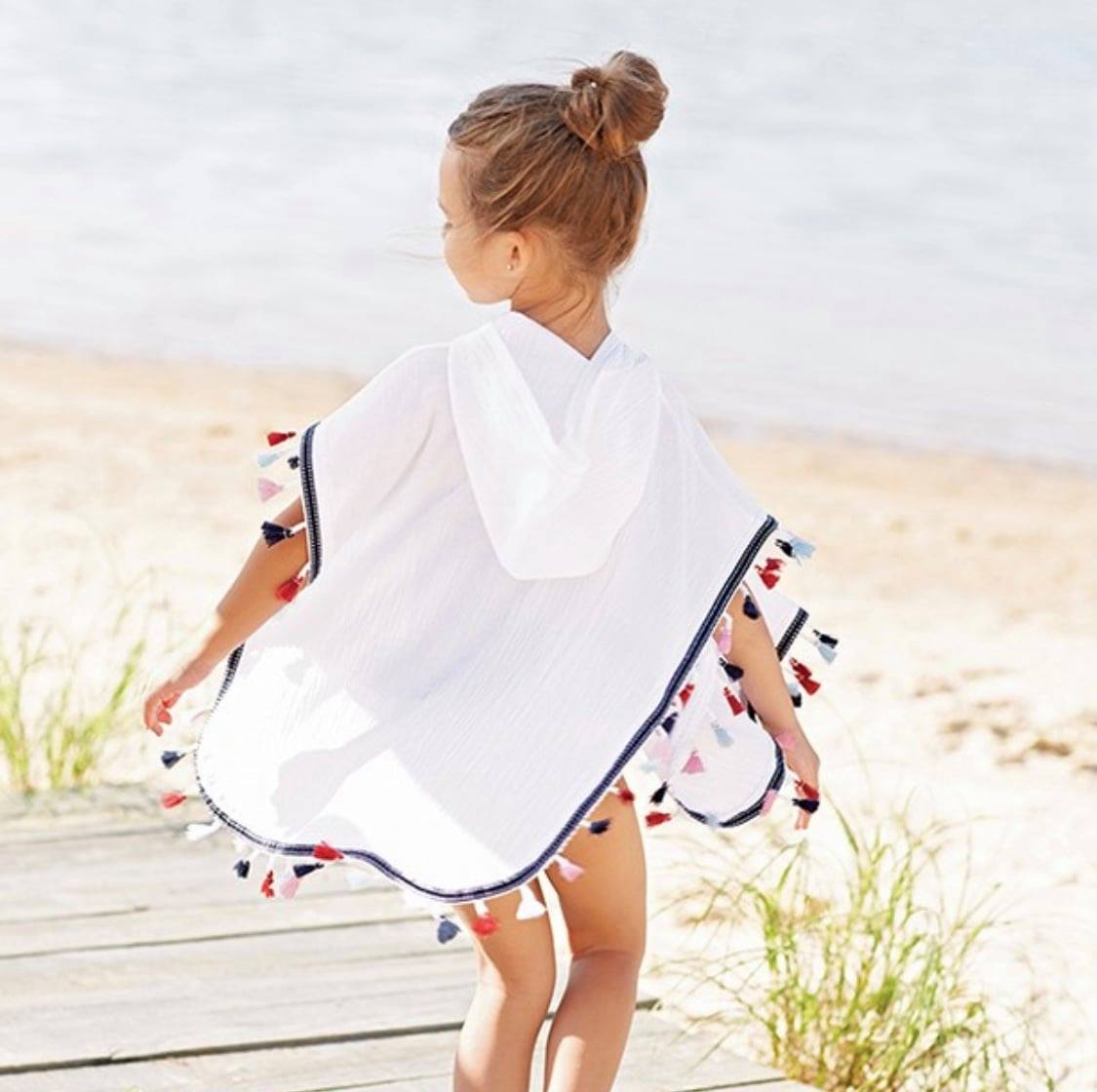 Navy Tassel Hooded Coverup