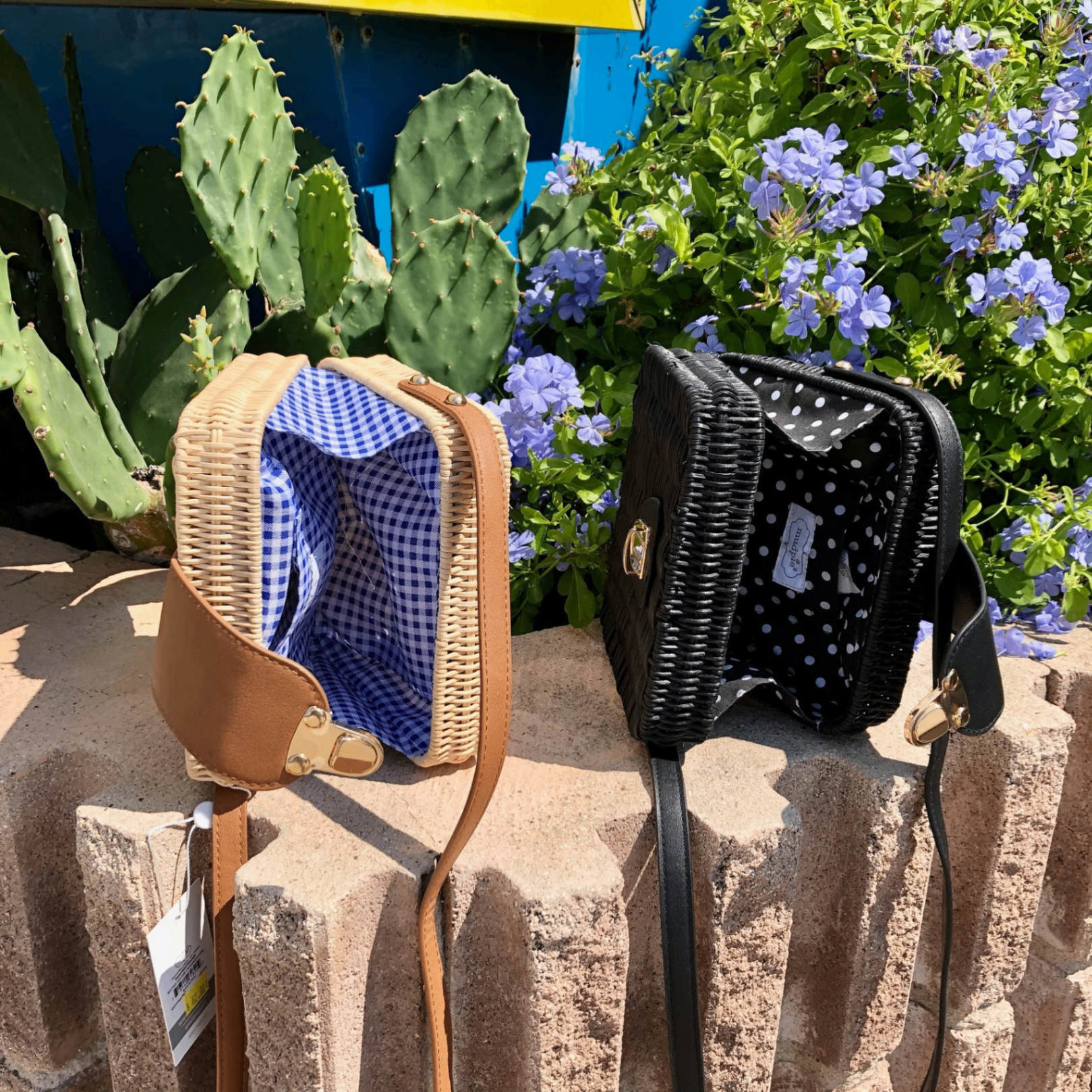 Lined Wicker Box Bag