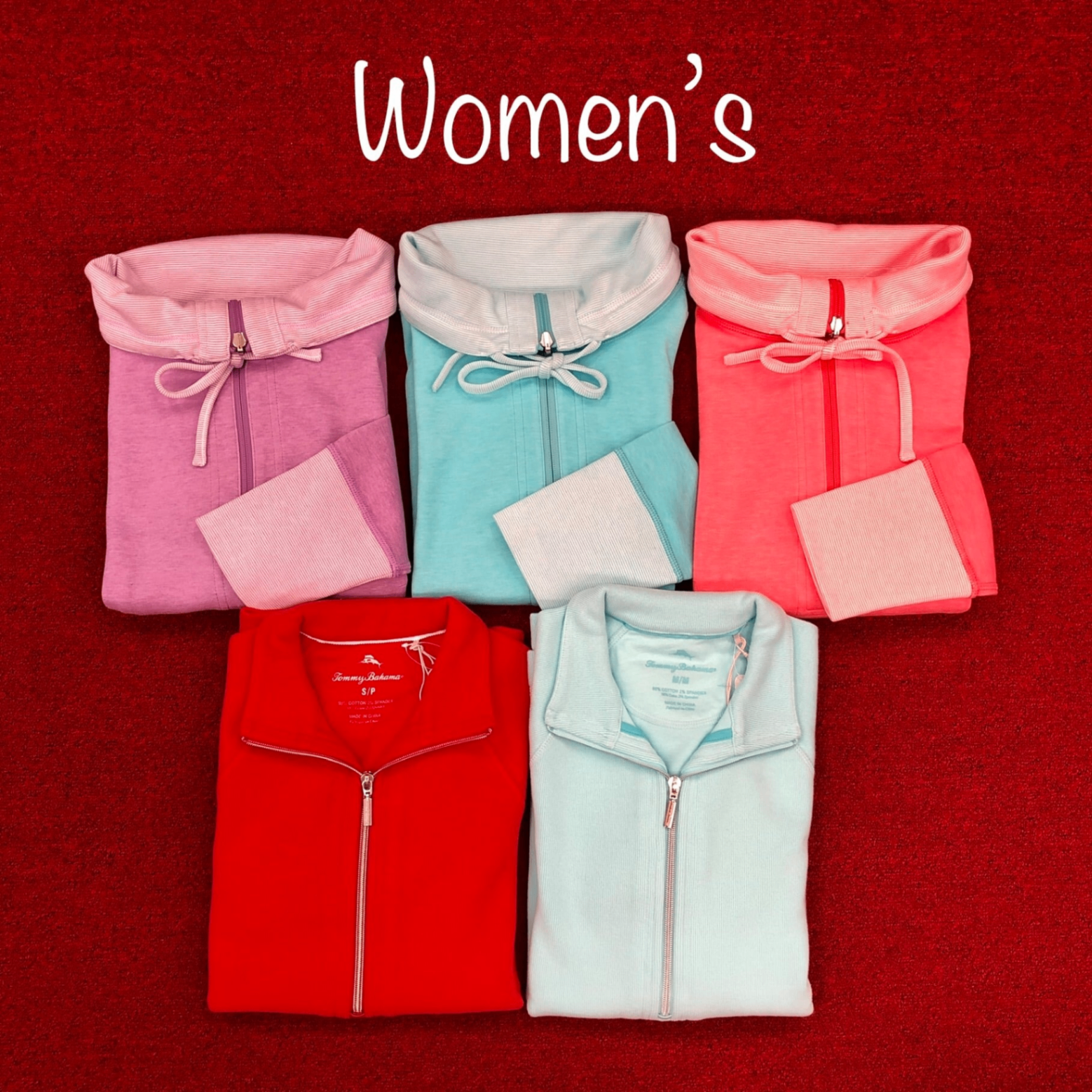 Tommy Bahama Aruba women's quarter-zip pullovers in five pastel colors